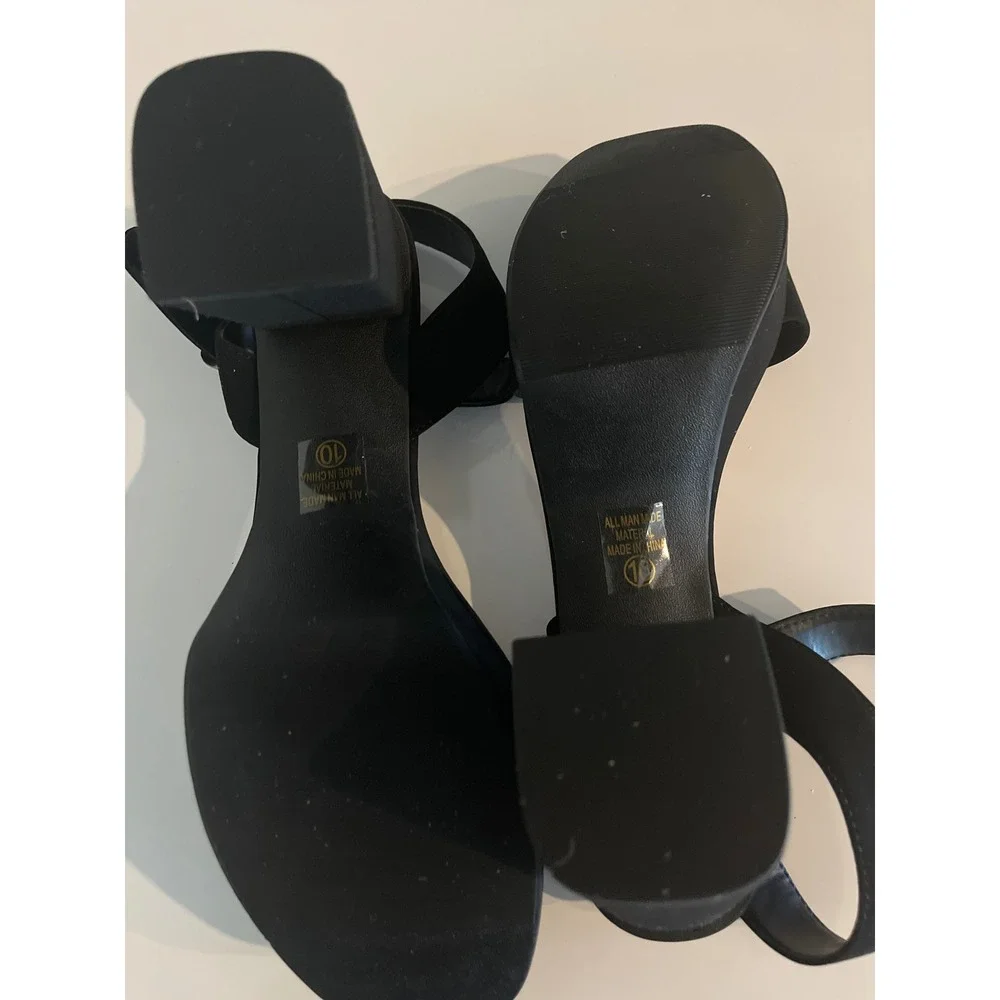 Soda Black Faux Suede Platform Block Heel Ankle Strap Sandals Open Toe